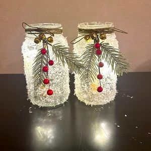 Frosted jars with lights